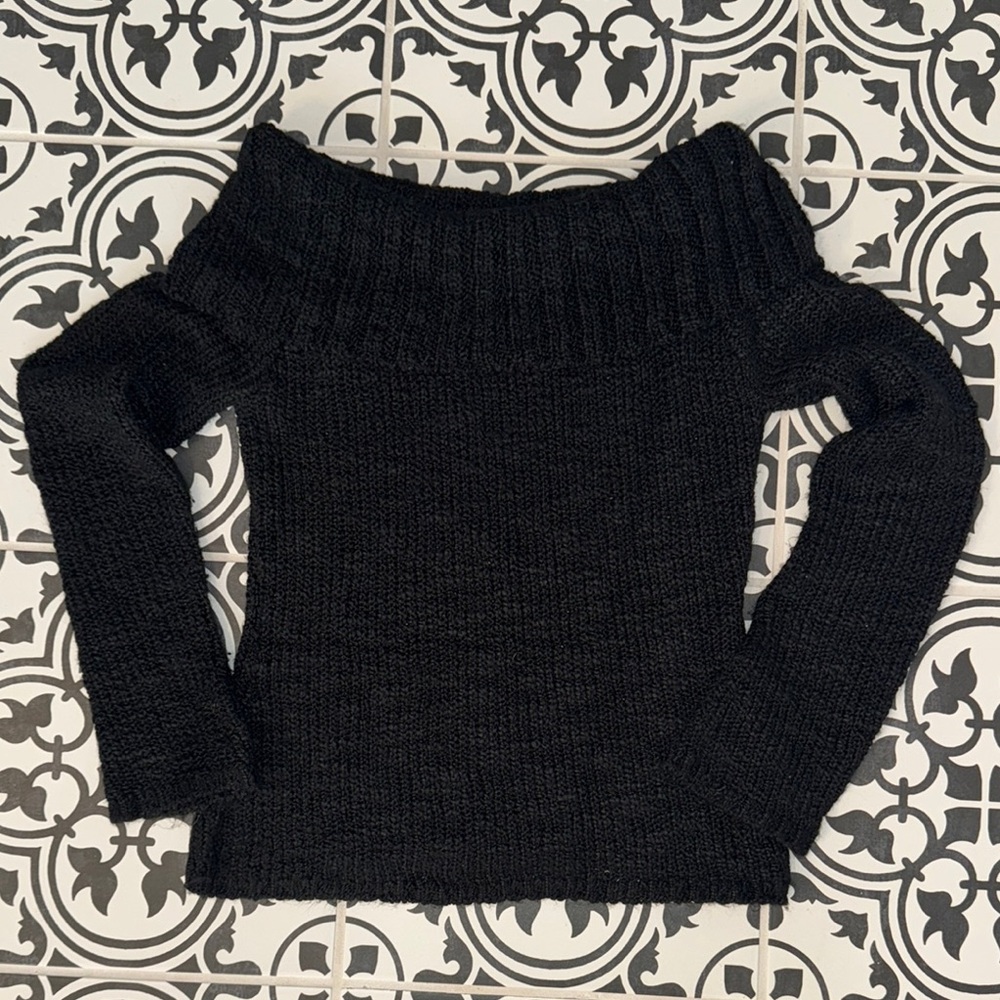 Elegant Black Off-Shoulder Sweater